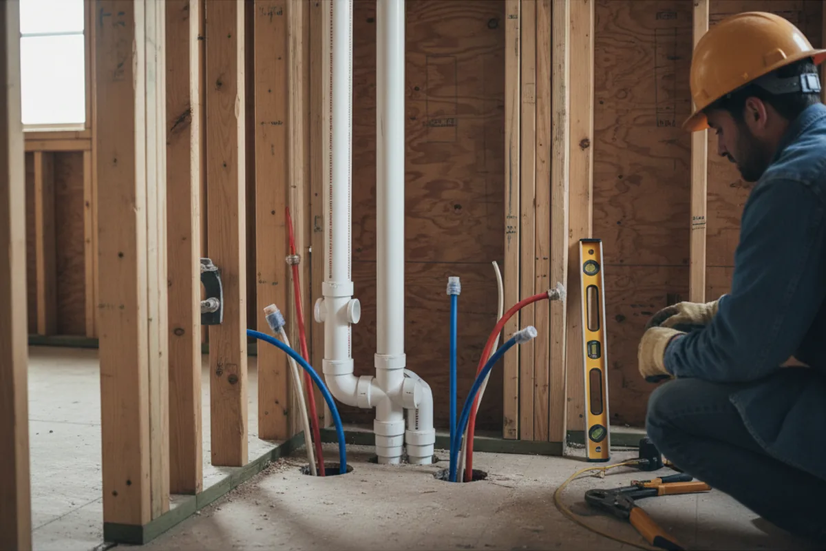 Drain and supply rough-in during Leak Detection in Camilla